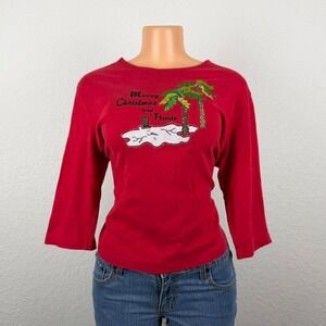 Vintage Y2K Merry‎ Christmas From Florida Embroidered Holiday Shirt